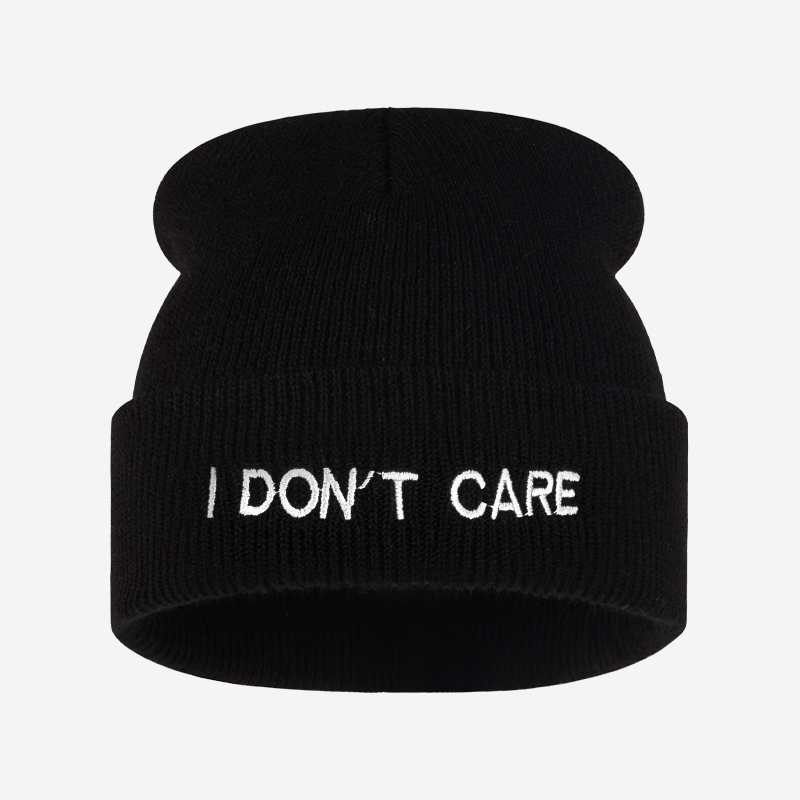 Beanie Cuffed Knit - I DON'T CARE Czapka z dzianiny