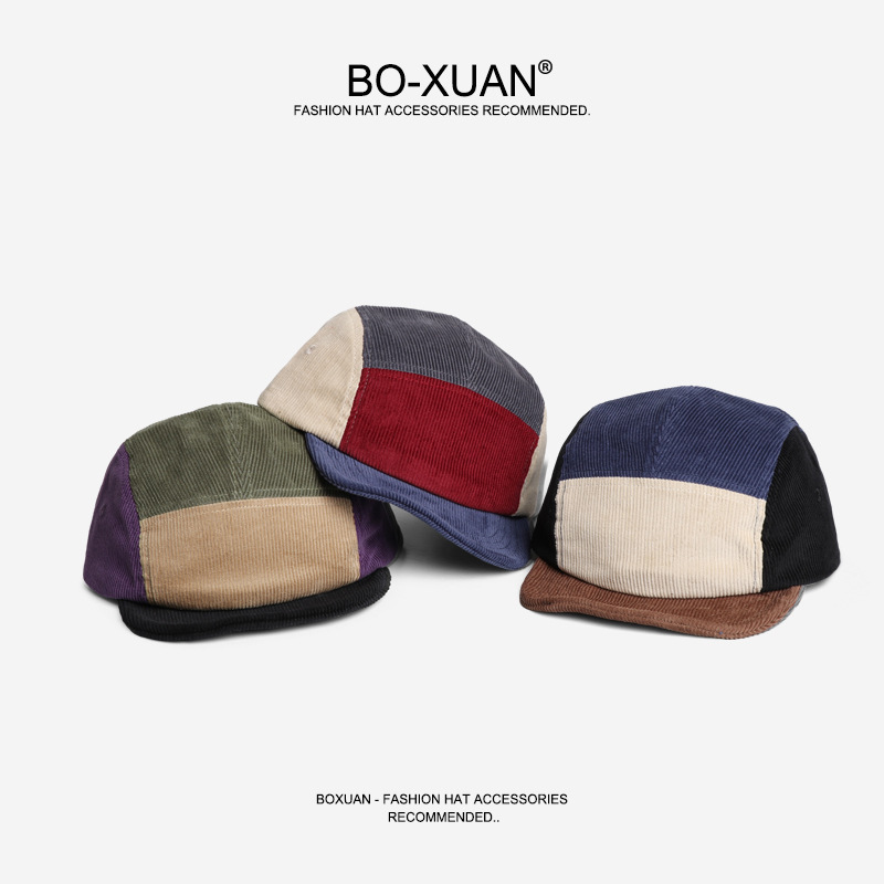 Corduroy Cap 5 Panel - Retro krótkoosłonowe czapki baseballowe z tkaniny