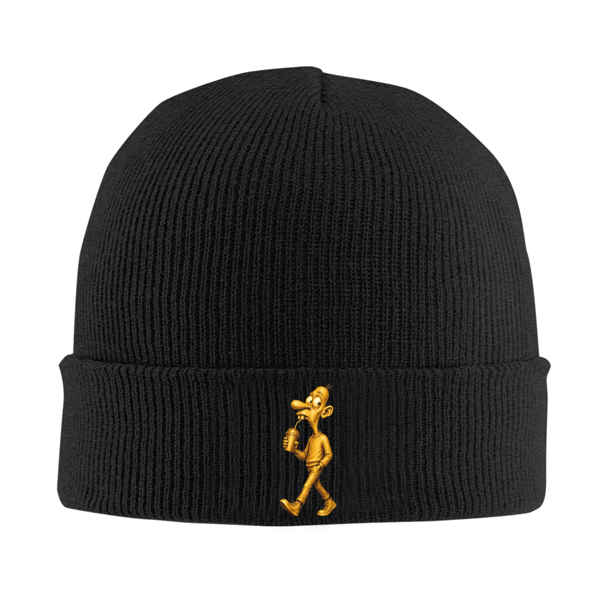 Beanie Cuffed Knit - Złoty Mem Neegy Śmieszny Internetowy Brainrot
