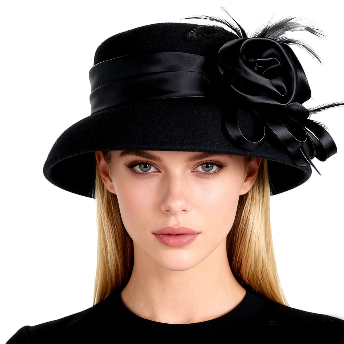 Damski czarny kapelusz cloche  – Fedora Hat Wool recenzja i cena